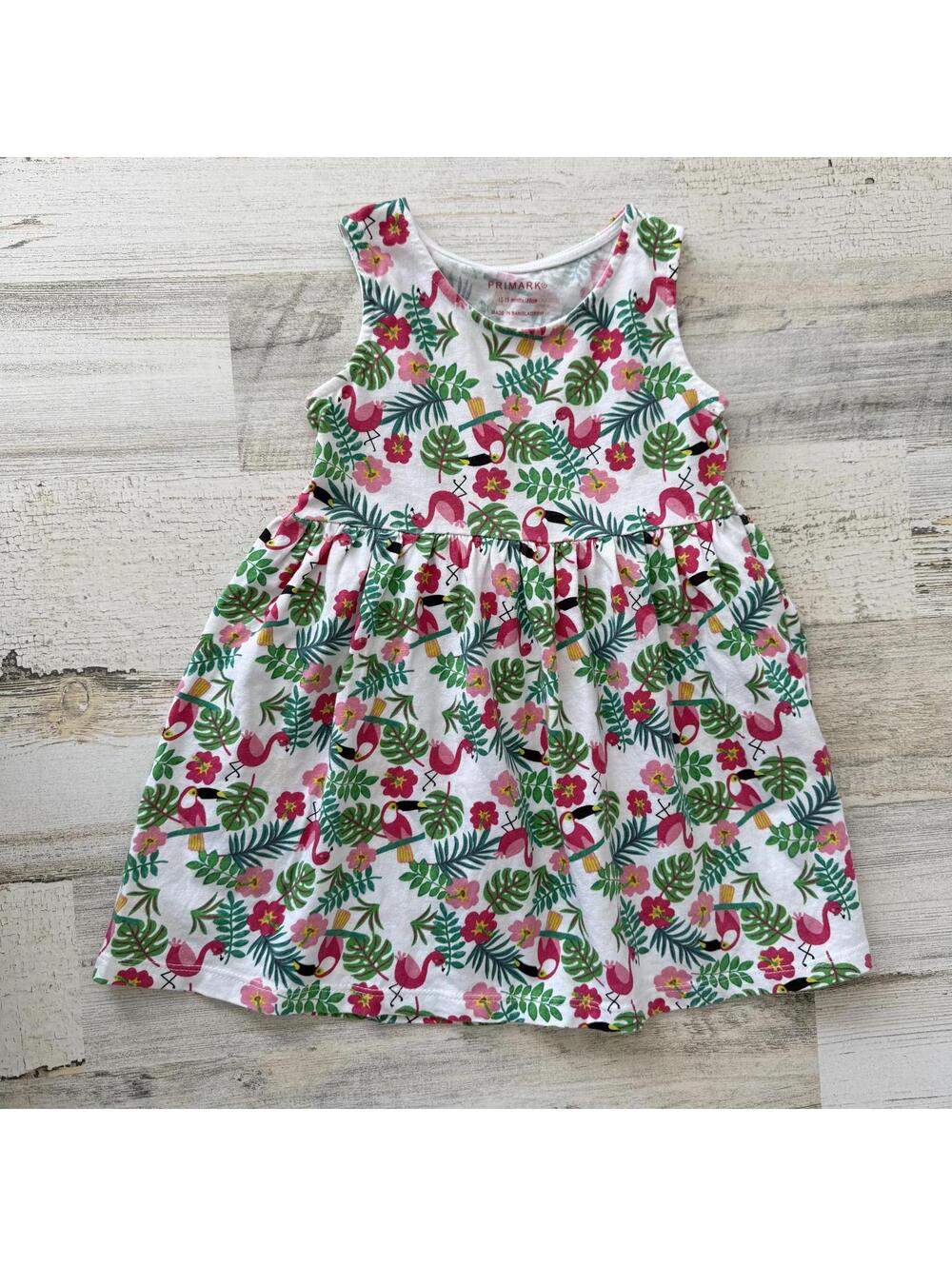 Primark Baby Girl Size 12-18 Months Tropical Flamingo Dress
